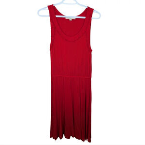 LOFT Lightweight Stretch A-line Sleeveless Red Frill Scoop Neck  Dress Women M